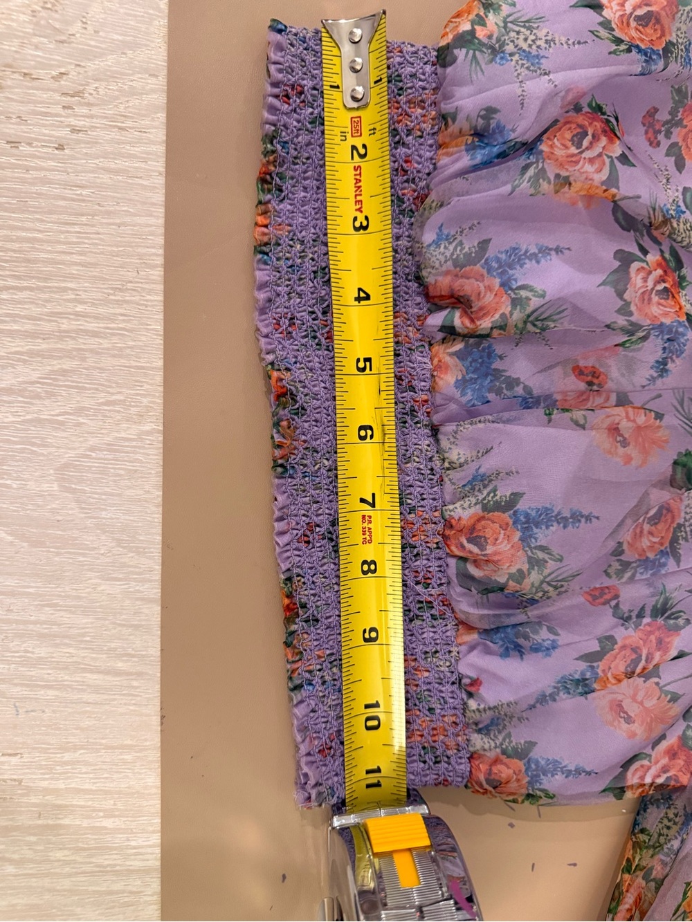 NWT Alice + Olivia Lavender Off-Shoulder Floral Sheer Crop Top - Picture 7 of 9